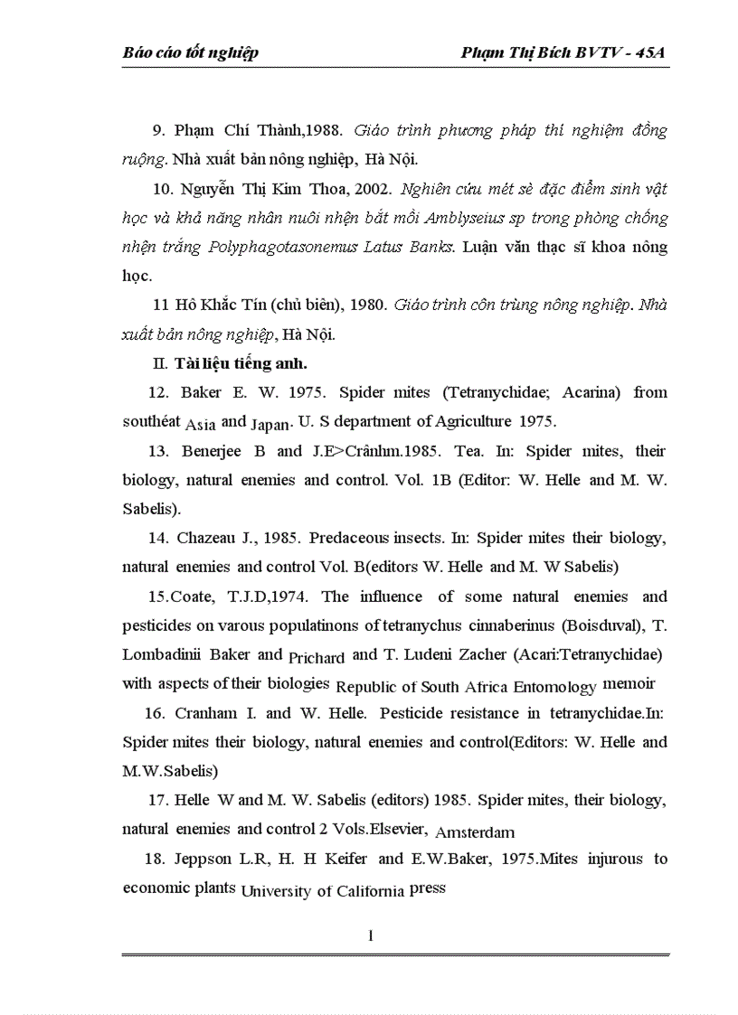 image for page Nghiên cứu khả năng nhân nuôi và sử dụng nhện bắt mồi Amblyseius sp trong phòng chống nhện đỏ Tetranychus cinnabarinus Kochs