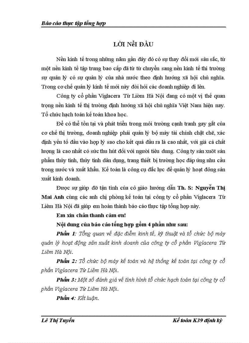 image for page Tổ chức bộ máy kế toán và hệ thống kế toán tại công ty cổ phần Viglacera Từ Liêm Hà Nội