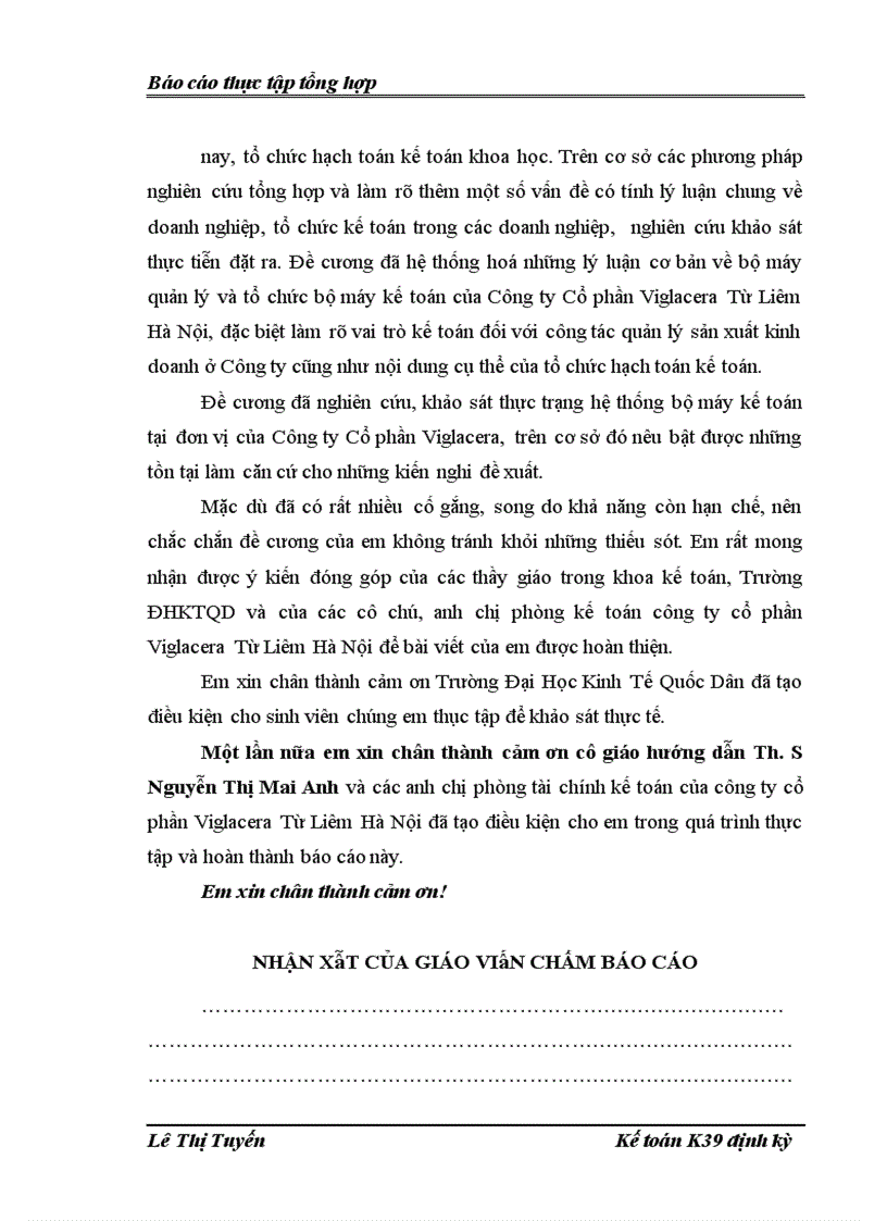 image for page Tổ chức bộ máy kế toán và hệ thống kế toán tại công ty cổ phần Viglacera Từ Liêm Hà Nội