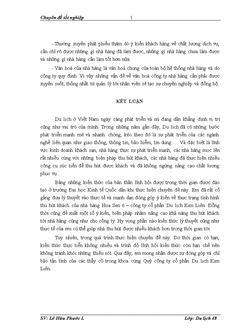 image for page Biện pháp thu hút khách trong kinh doanh tiệc tại nhà hàng Hoa Sen 6 thuộc công ty cổ phần du lịch Kim Liên