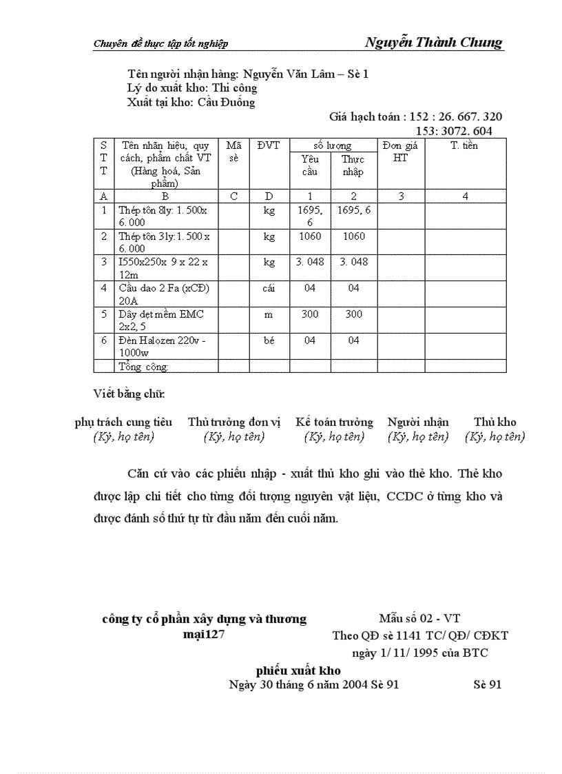 image for page Hoàn thiện công tác kế toán nguyên vật liệu và công cụ dụng cụ tại Công ty cổ phần xây dựng và thương mại127 1