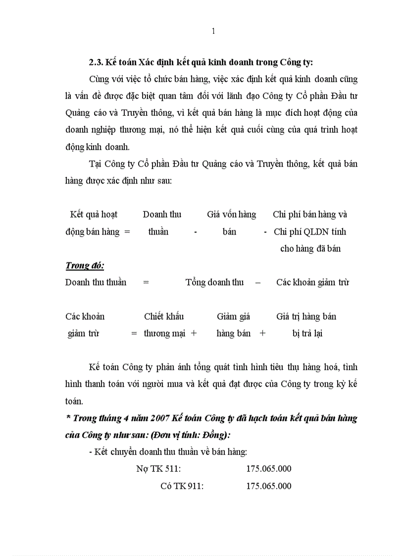 image for page Hoàn thiện công tác kế toán bán hàng và xác định kết quả kinh doanh tại công ty cổ phần đầu tư quảng cáo và truyền thông 1