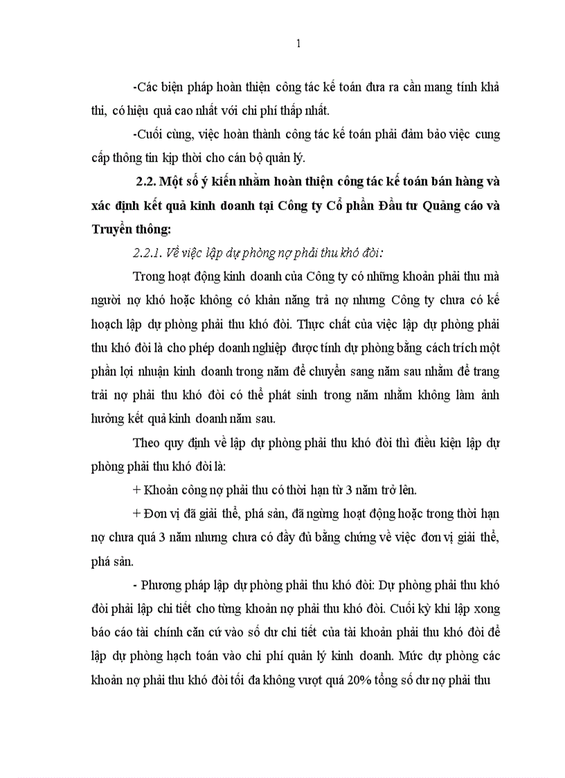 image for page Hoàn thiện công tác kế toán bán hàng và xác định kết quả kinh doanh tại công ty cổ phần đầu tư quảng cáo và truyền thông 1
