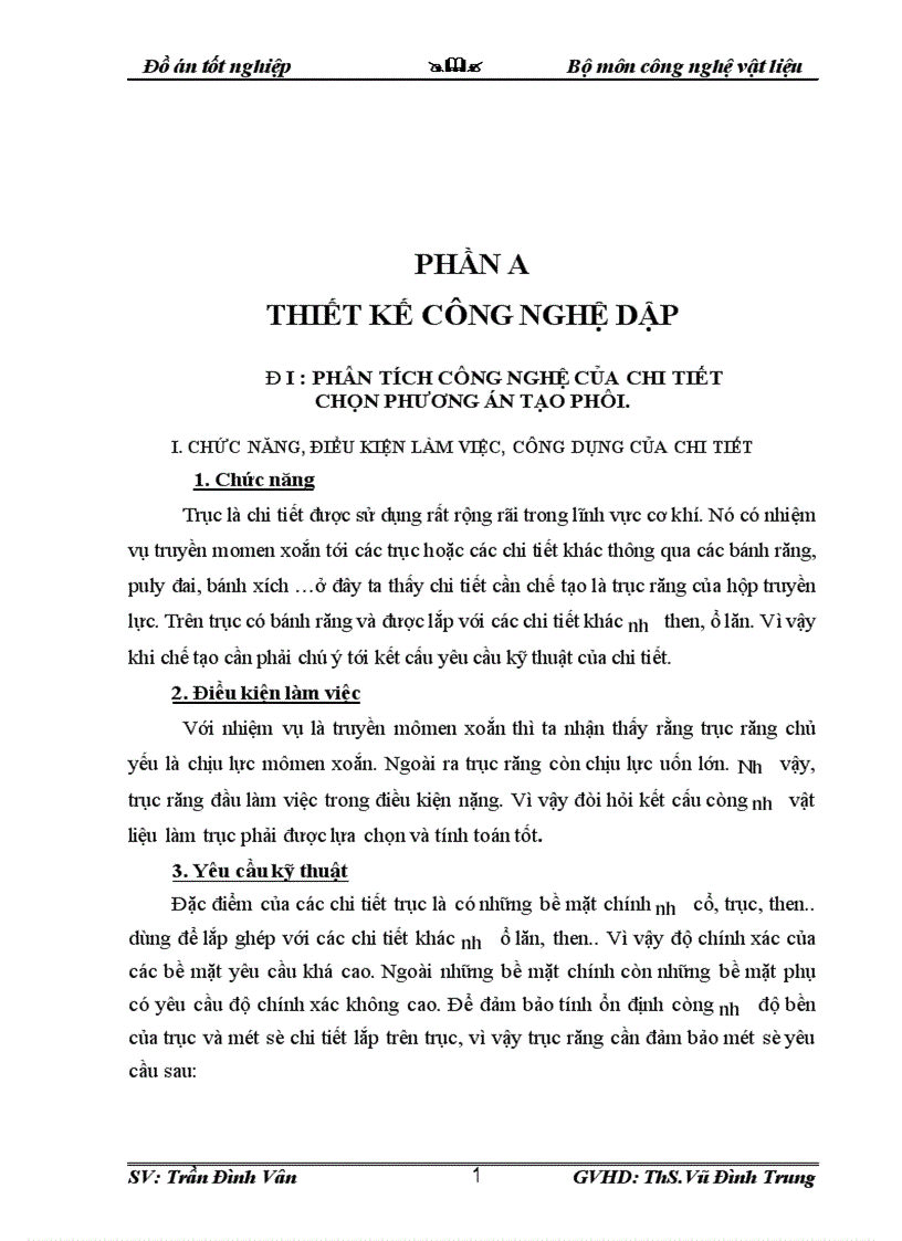 image for page Thiết kế công nghệ dập và quy trình công nghệ gia công trục răng