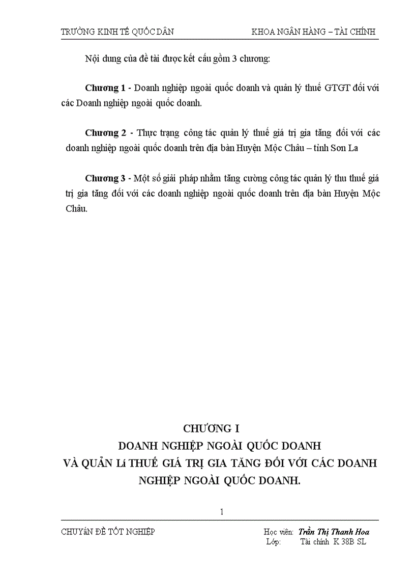 image for page Tăng cường quản lý thu thuế GTGT đối với các doanh nghiệp ngoài quốc doanh trên địa bàn Huyện Mộc Châu Tỉnh Sơn La 1