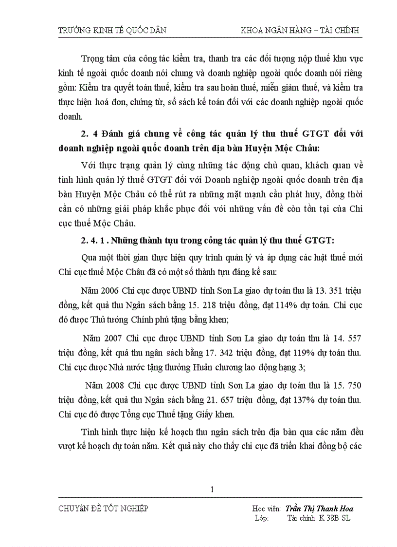 image for page Tăng cường quản lý thu thuế GTGT đối với các doanh nghiệp ngoài quốc doanh trên địa bàn Huyện Mộc Châu Tỉnh Sơn La 1