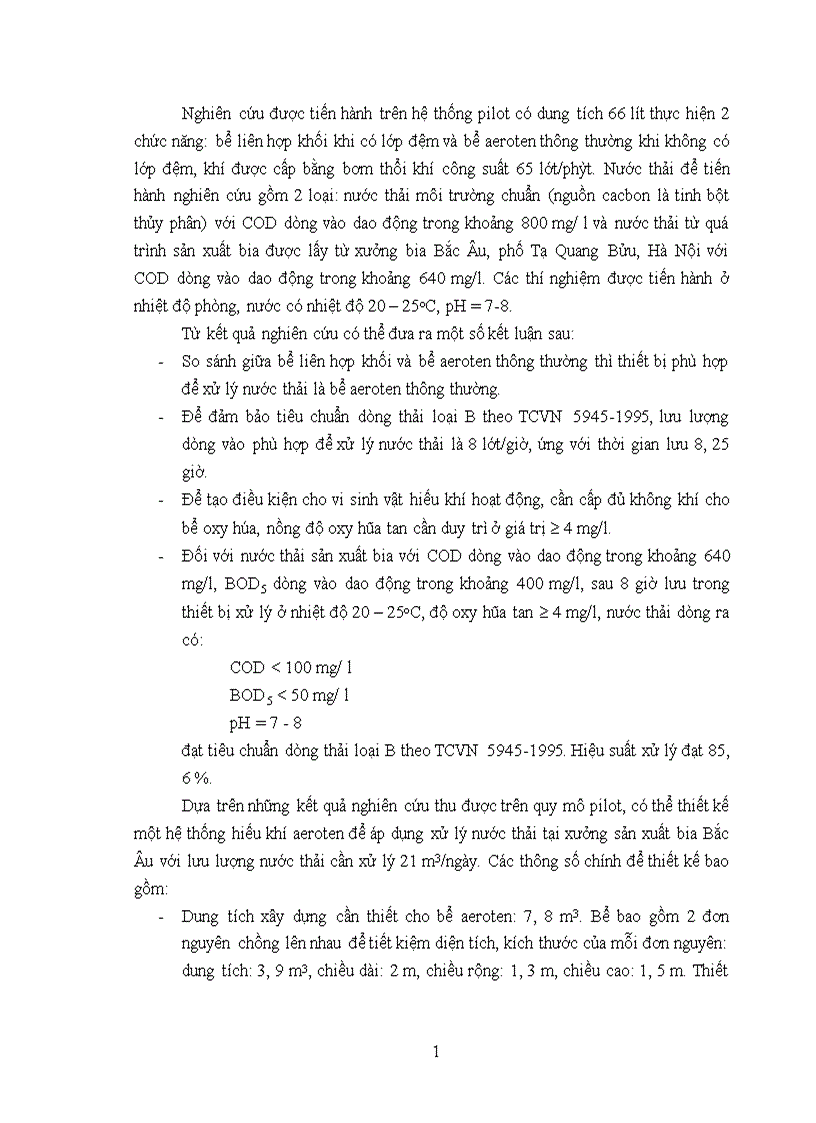 image for page Bước đầu nghiên cứu hiệu quả của thiết bị hợp khối trong xử lý nước thải của sản xuất bia
