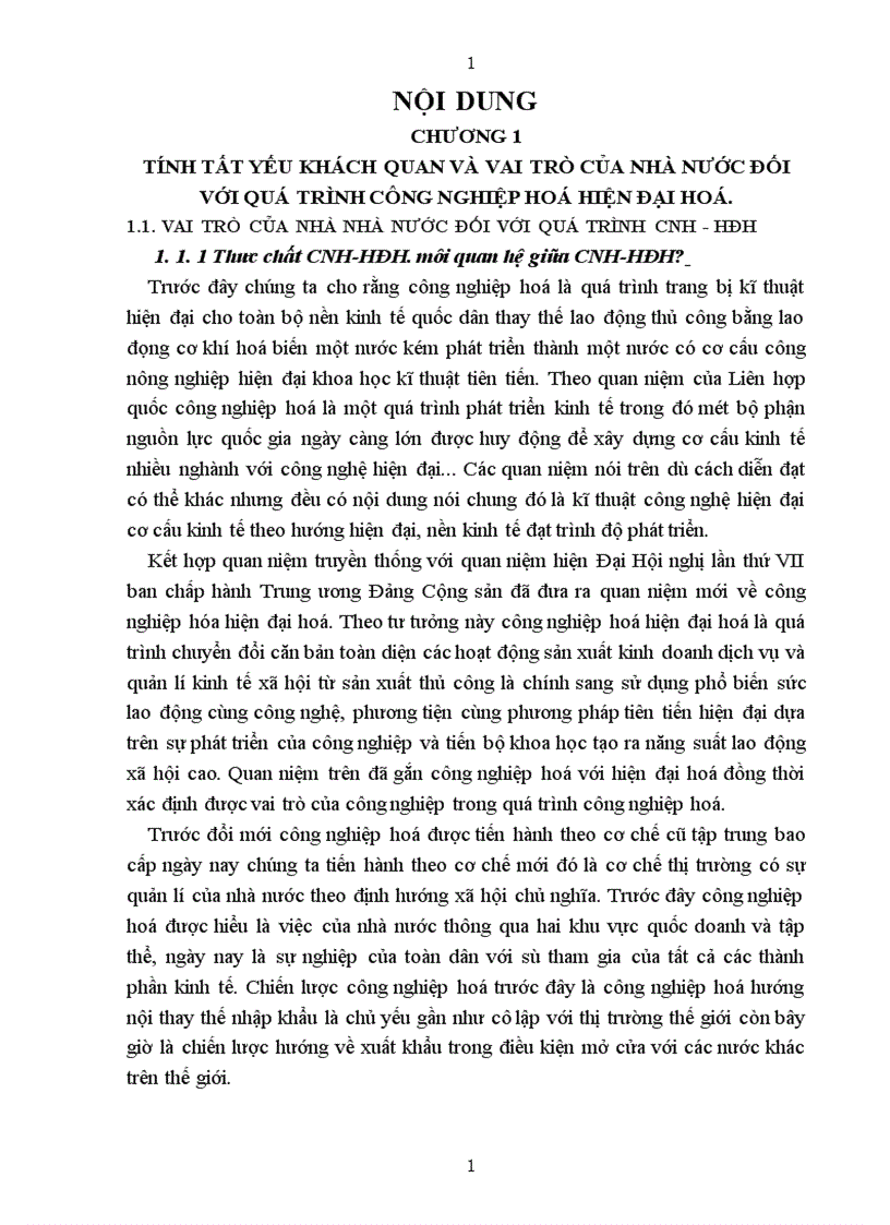 Thực trạng về vai trò của nhà nước trong quá trình CNH HĐH và những giải pháp nhằm nâng cao vai trò của nhà nước đối với quá trình CNH HĐH ở nước ta trong thời gian tới 1