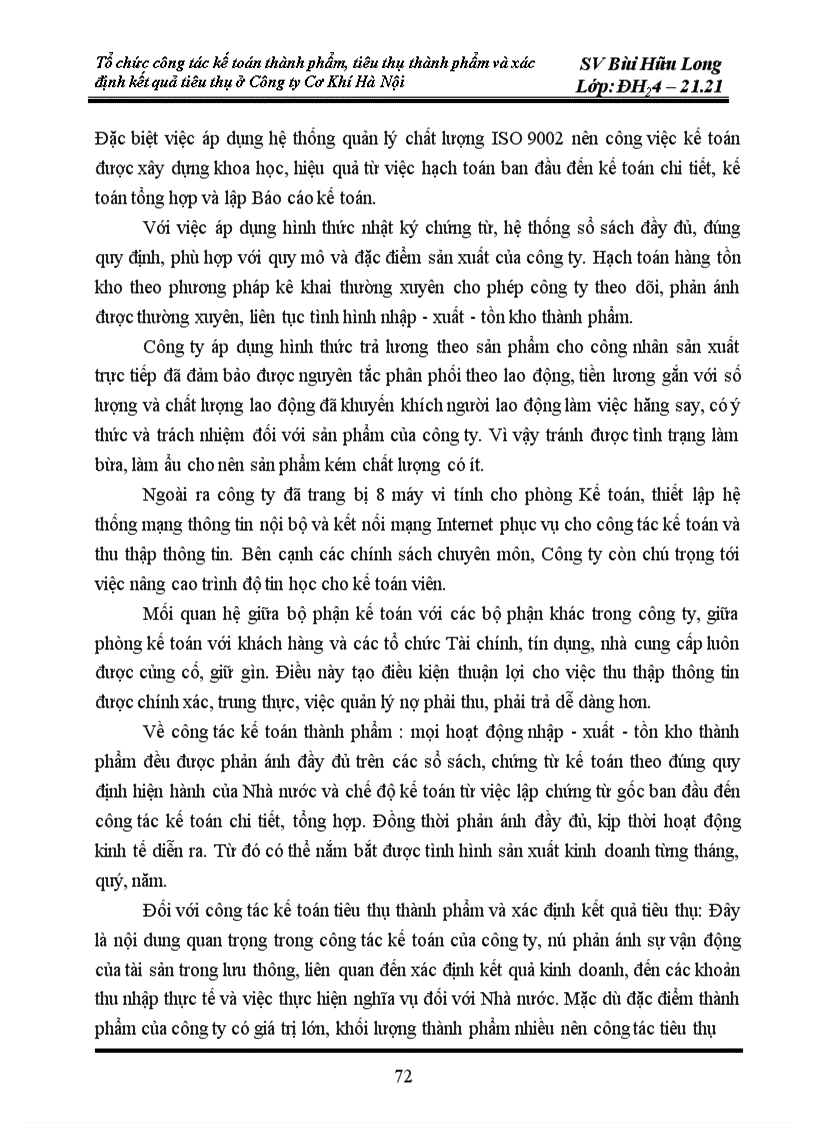 image for page Tổ chức công tác kế toán thành phẩm và tiêu thụ thành phẩm và xác định kết quả tiêu thụ ở công ty cơ khí Hà Nội 1