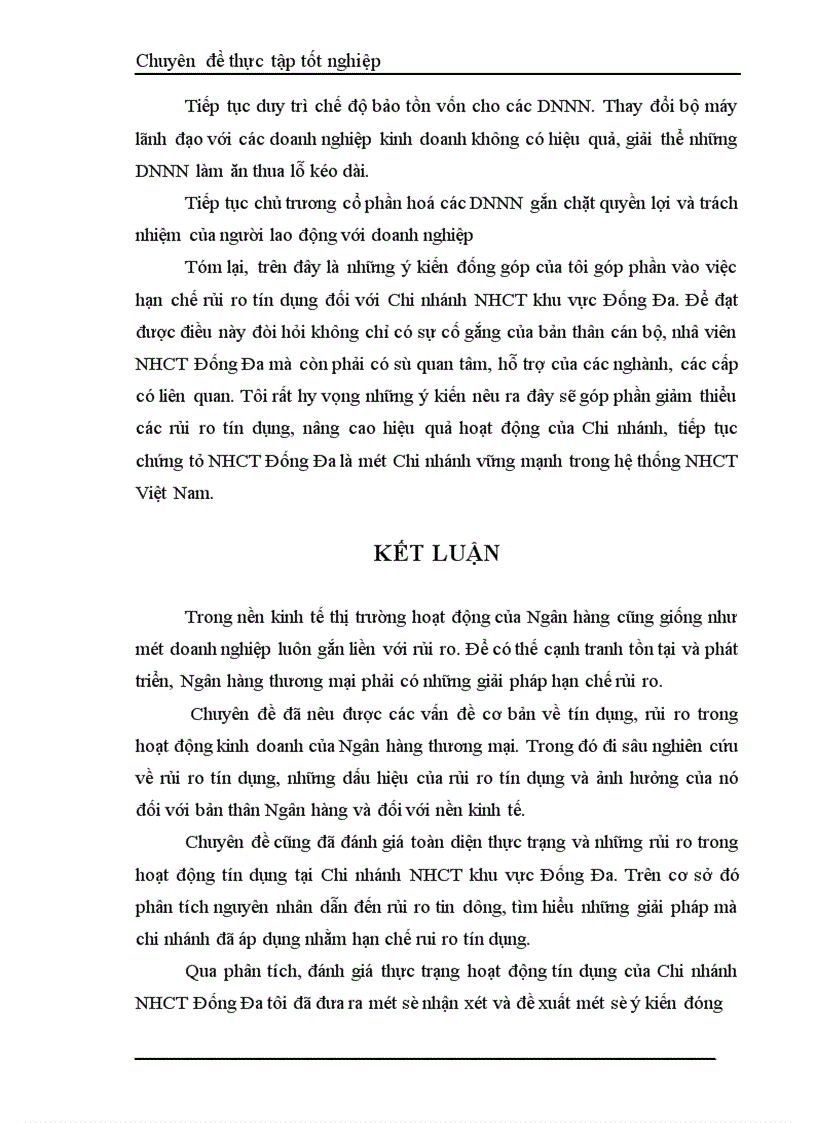 image for page Một số giải pháp hạn chế rủi ro an toàn tín dụng đối với kinh tế ngoài quốc doanh tại Ngân hàng công thương Đống Đa 1