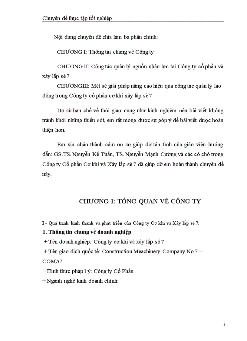 Một số biện pháp nhằm nâng cao hiệu quả công tác quản lý lao động tại Công ty Cổ phần Cơ khí và Xây lắp số 7 1