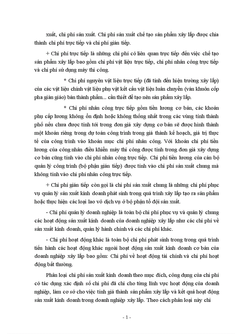 image for page Kế toán tập hợp chi phí sản xuất và tính giá thành sản phẩm xây lắp ở Công ty xây dựng số 1 1