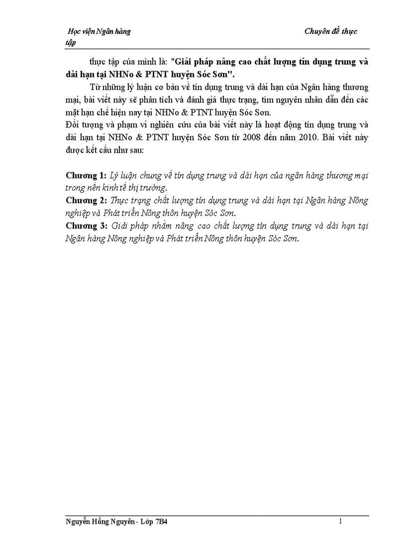 image for page Giải pháp nâng cao chất lượng tín dụng trung và dài hạn tại NHNo PTNT huyện Sóc Sơn