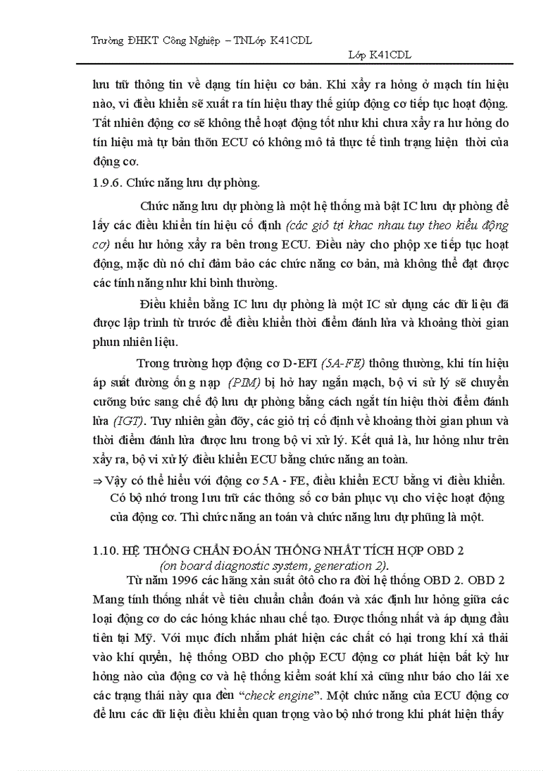 image for page Chức năng tự chẩn đoán của ecu