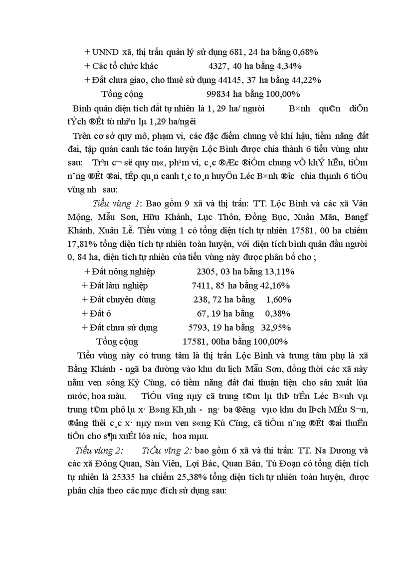 image for page Cơ sở khoa học của quy hoạch sử dụng đất đai huyện Lộc Bình Tỉnh Lạng Sơn thời kỳ 2001 2010