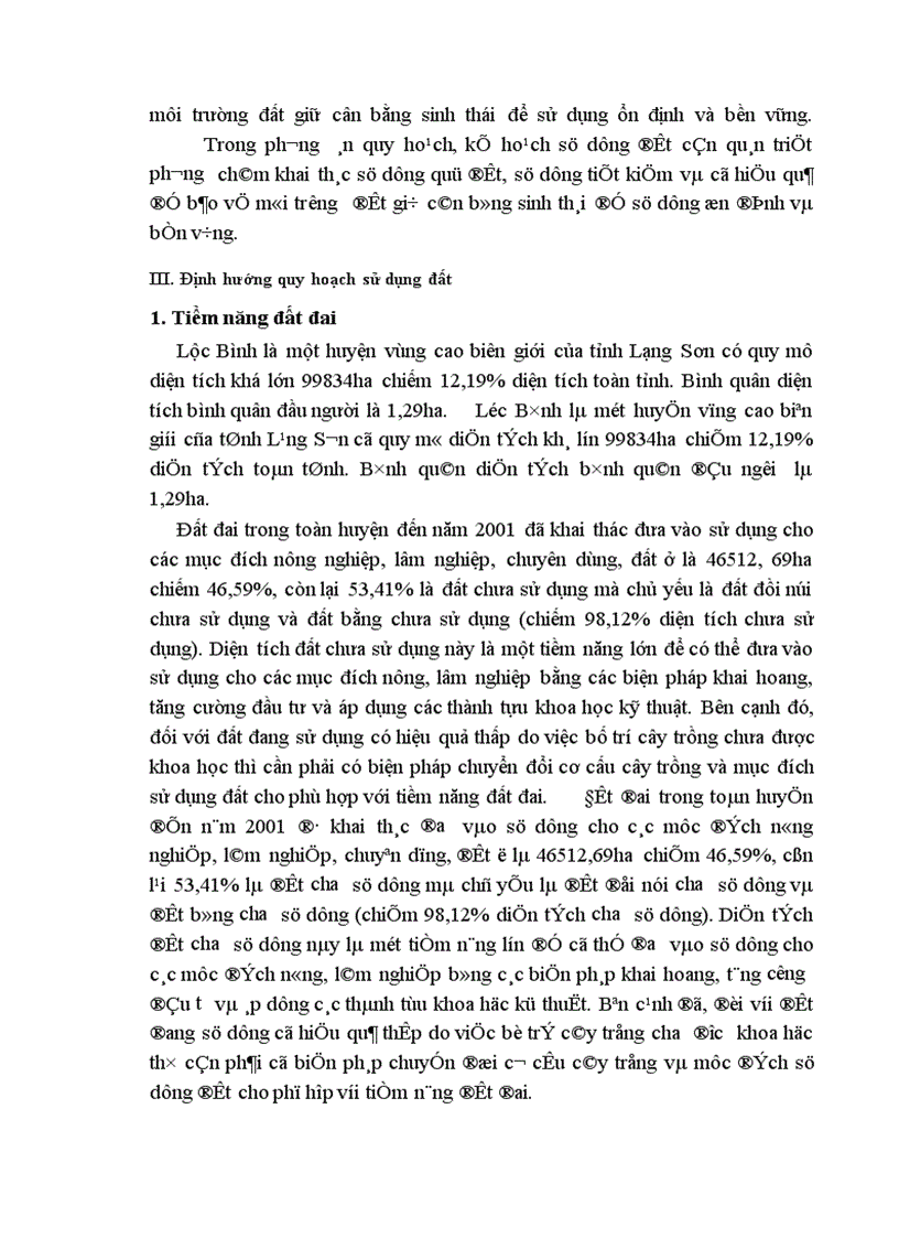image for page Cơ sở khoa học của quy hoạch sử dụng đất đai huyện Lộc Bình Tỉnh Lạng Sơn thời kỳ 2001 2010