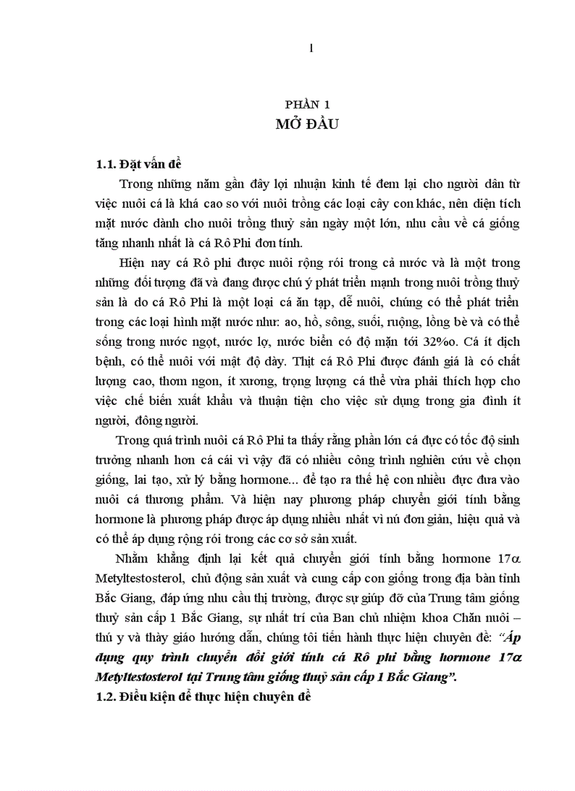 image for page áp dụng quy trình chuyển đổi giới tính cá Rô phi bằng hormone 17a Metyltestosterol tại Trung tâm giống thuỷ sản cấp 1 Bắc Giang chuyên đề tốt nghiệp đại học Hệ đào tạo
