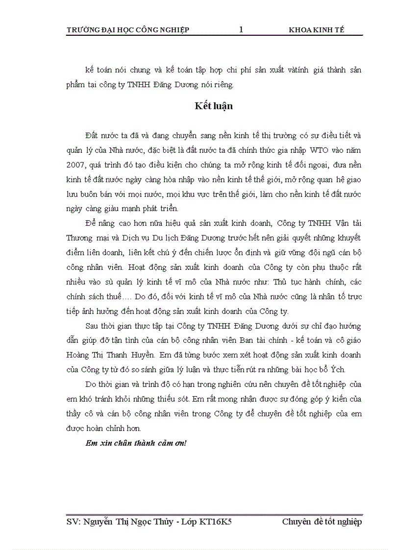 image for page Hoàn thiện công tác kế toán hạch toán chi phí sản xuất và tính giá thành sản phẩm tại công ty TNHH vận tải thương mại và dịch vụ du lịch Đăng Dương