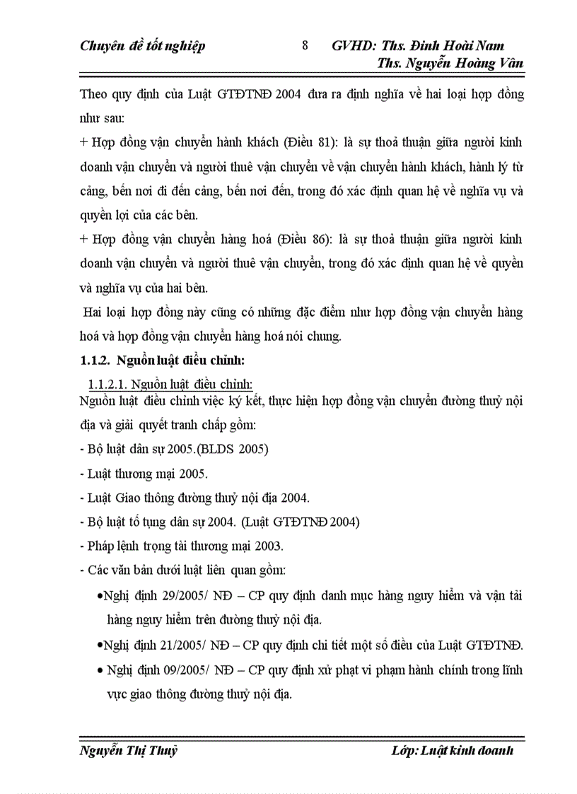 image for page Thực tiễn áp dụng pháp luật trong việc ký kết và thực hiện hợp đồng vận chuyển đường thuỷ tại Chi nhánh Hoà Bình thuộc TCT vận tải thuỷ 1