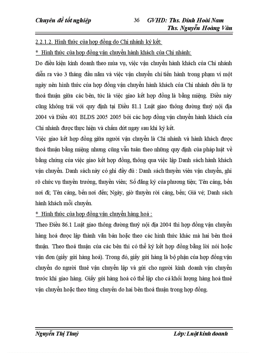image for page Thực tiễn áp dụng pháp luật trong việc ký kết và thực hiện hợp đồng vận chuyển đường thuỷ tại Chi nhánh Hoà Bình thuộc TCT vận tải thuỷ 1