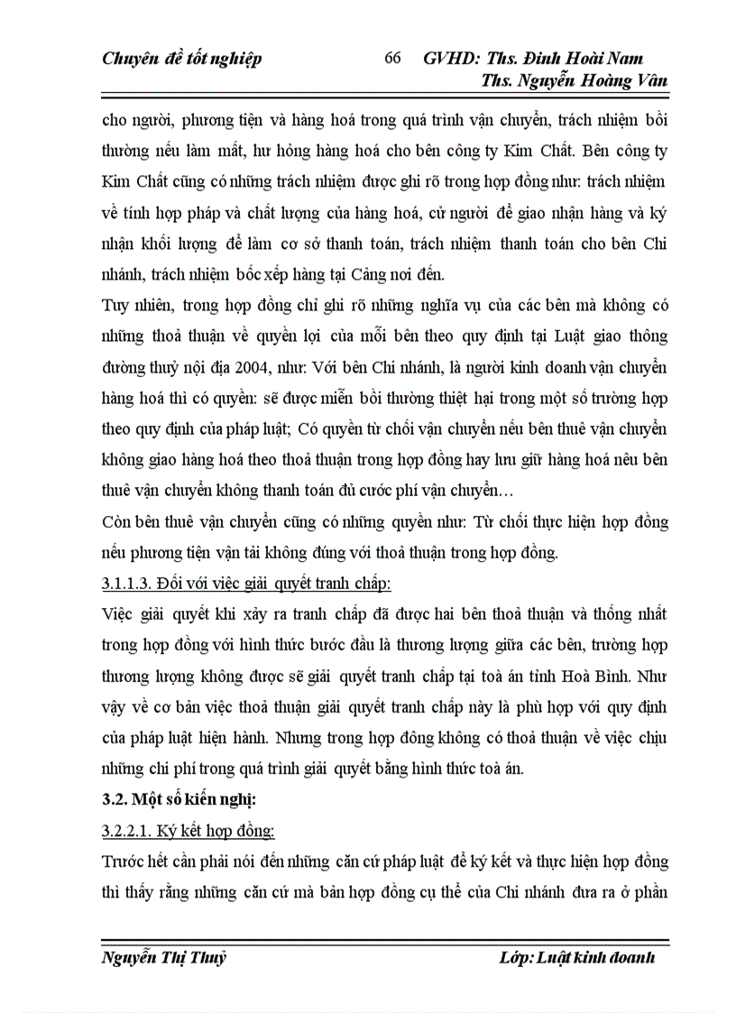 image for page Thực tiễn áp dụng pháp luật trong việc ký kết và thực hiện hợp đồng vận chuyển đường thuỷ tại Chi nhánh Hoà Bình thuộc TCT vận tải thuỷ 1