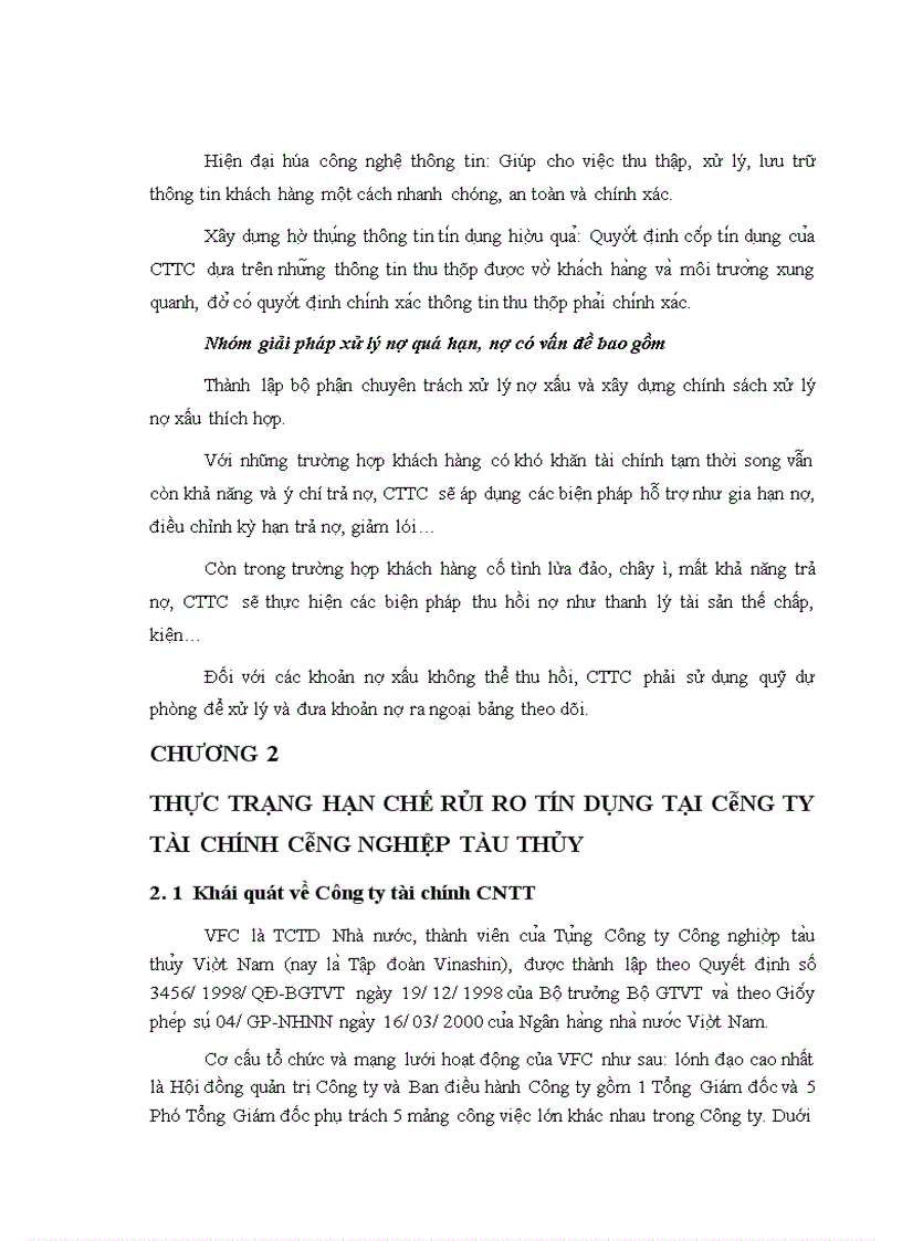 image for page Hạn chế rủi ro tín dụng tại Công ty tài chính Công nghiệp tàu thủy