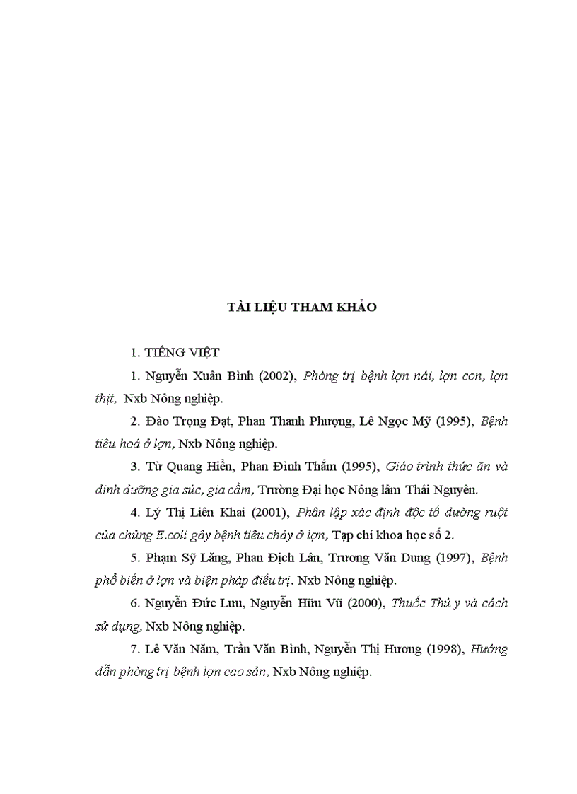 image for page Áp dụng một số biện pháp phòng trị bệnh phân trắng lợn con nuôi trong nông hộ ở một số xã thuộc huyện Tam Dương tỉnh Vĩnh Phúc