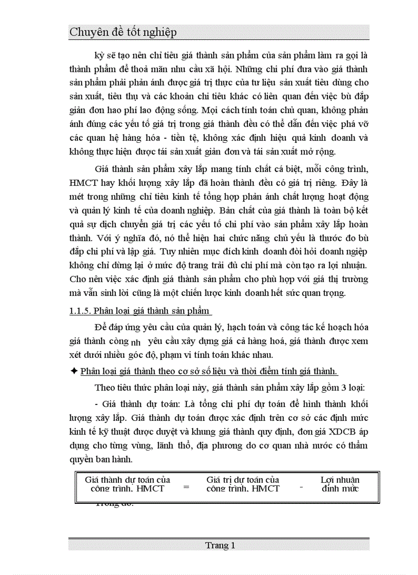 image for page Một số ý kiến đóng góp nhằm hoàn thiện công tác kế toán chi phí và tính giá thành sản phẩm ở xí nghiệp xây lắp I