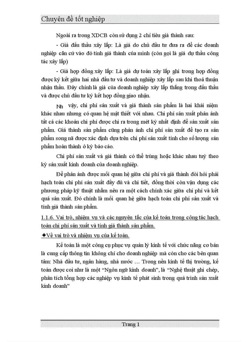 image for page Một số ý kiến đóng góp nhằm hoàn thiện công tác kế toán chi phí và tính giá thành sản phẩm ở xí nghiệp xây lắp I