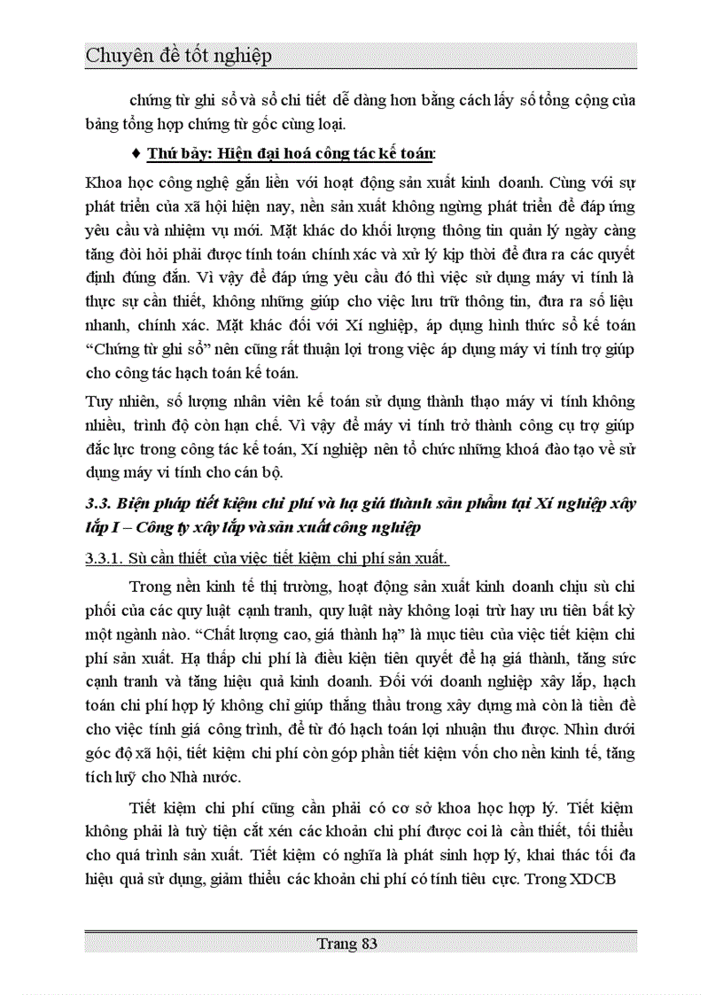 image for page Một số ý kiến đóng góp nhằm hoàn thiện công tác kế toán chi phí và tính giá thành sản phẩm ở xí nghiệp xây lắp I