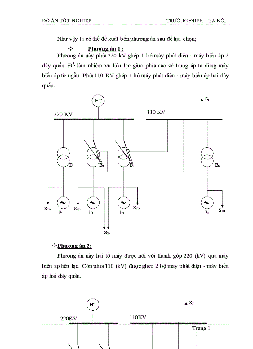 image for page Tính toán dòng điện ngắn mạch và lựa chọn thiết bị của sơ đồ nối điện chính các phương án