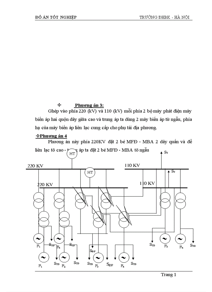 image for page Tính toán dòng điện ngắn mạch và lựa chọn thiết bị của sơ đồ nối điện chính các phương án