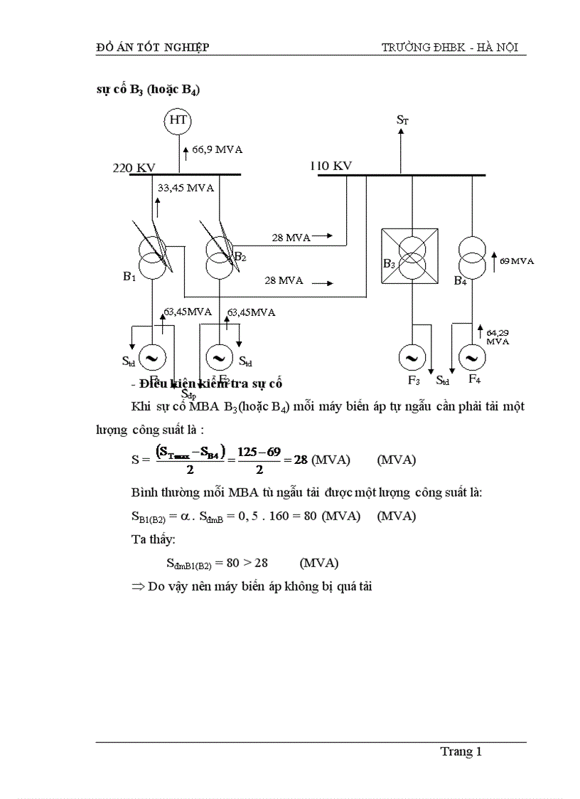 image for page Tính toán dòng điện ngắn mạch và lựa chọn thiết bị của sơ đồ nối điện chính các phương án