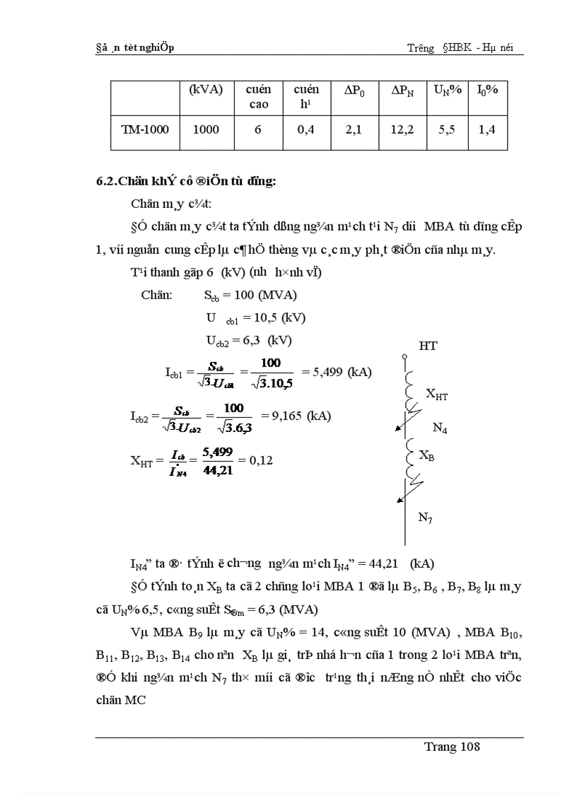 image for page Tính toán dòng điện ngắn mạch và lựa chọn thiết bị của sơ đồ nối điện chính các phương án