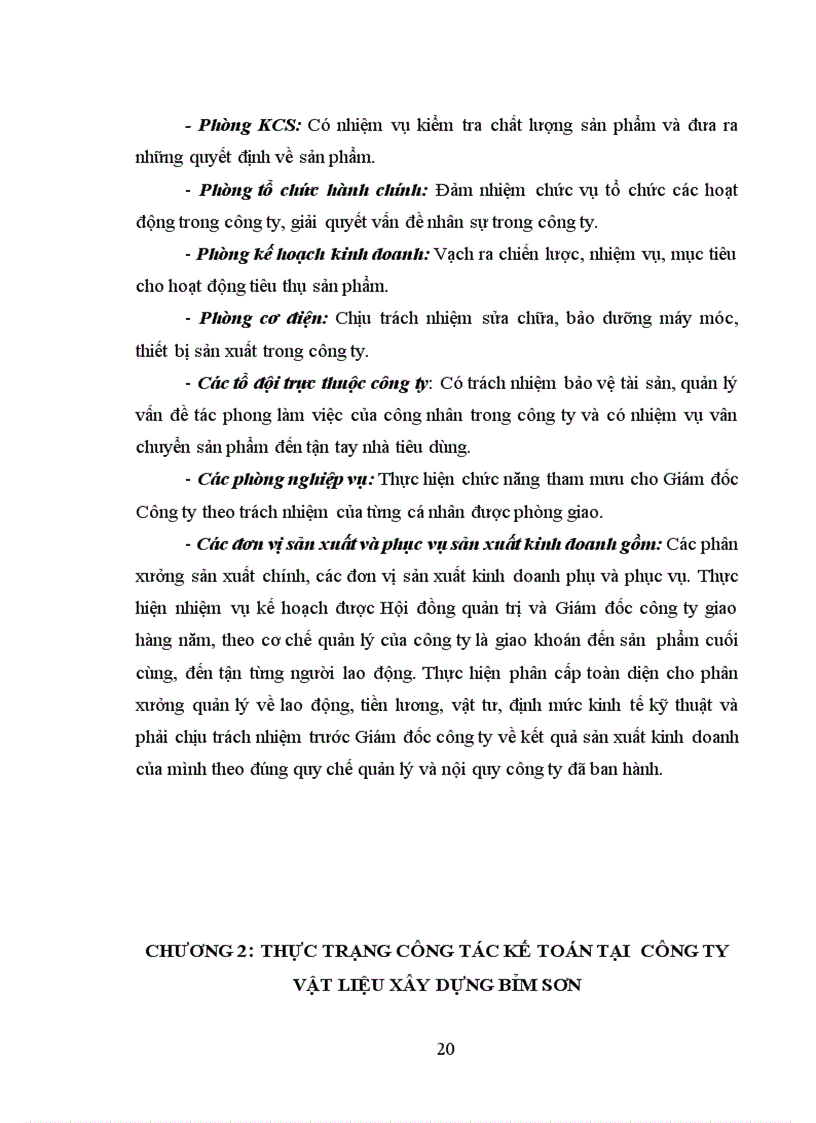 image for page Thực trạng về tổ chức công tác kế toán tại công ty cổ phần Vật Liệu Xây Dựng Bỉm Sơn