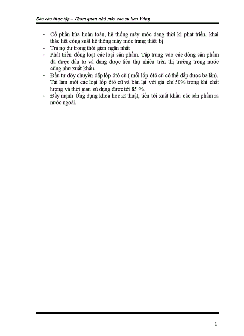 image for page Báo cáo thực tập Tham quan nhà máy cao su Sao Vàng