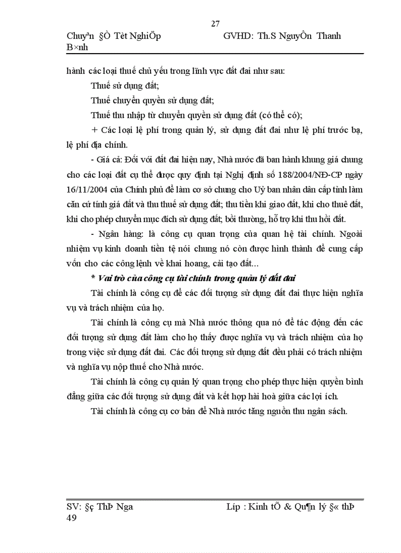 image for page Thực trạng và kiến nghị công tác quản lý và sử dụng đất tại huyện Tiên Du TP Bắc Ninh giai đoạn 2005 2010 1