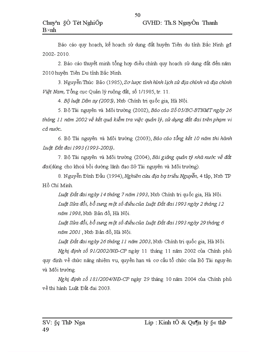 image for page Thực trạng và kiến nghị công tác quản lý và sử dụng đất tại huyện Tiên Du TP Bắc Ninh giai đoạn 2005 2010 1