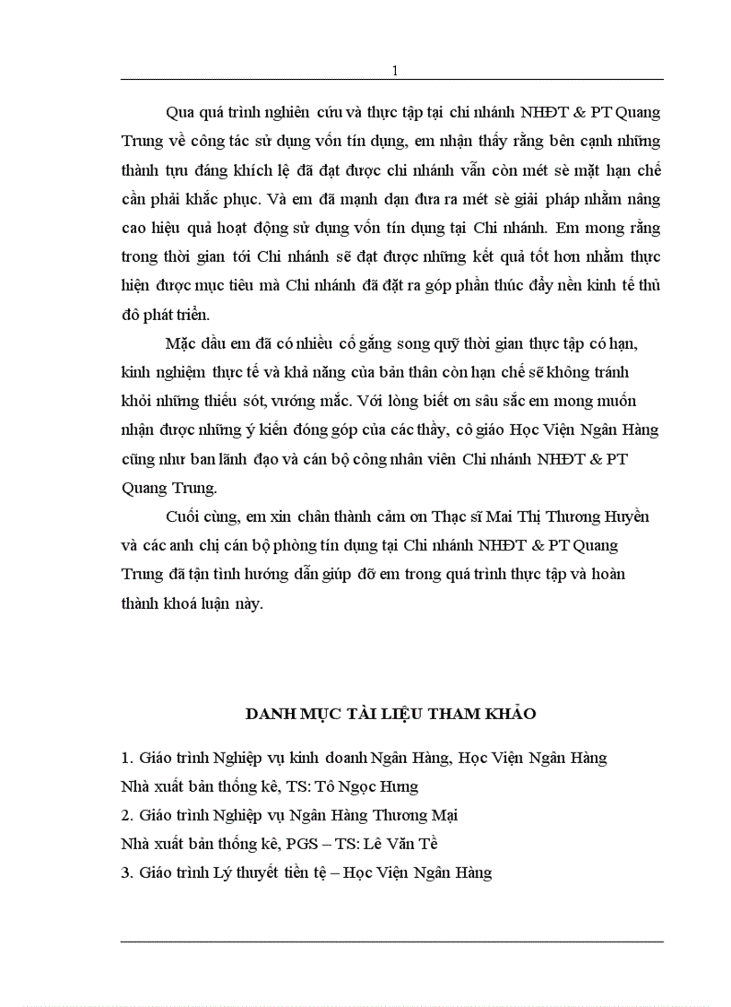 image for page Giải pháp nâng cao hiệu quả sử dụng vốn tín dụng tại Chi nhánh Ngân hàng Đầu tư và Phát triển Quang Trung 1