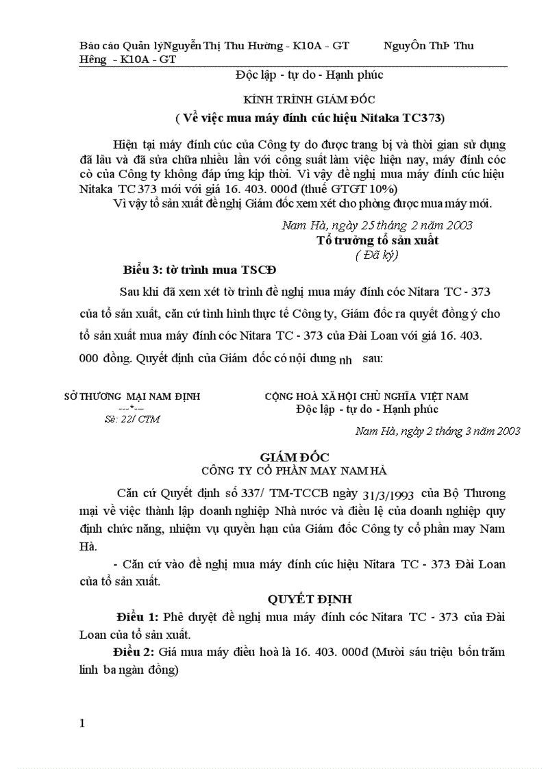 image for page Công tác quản lý TSCĐ và nâng cao hiệu quả sử dụng TSCĐ tại Công ty cổ phần may Nam Hà 1