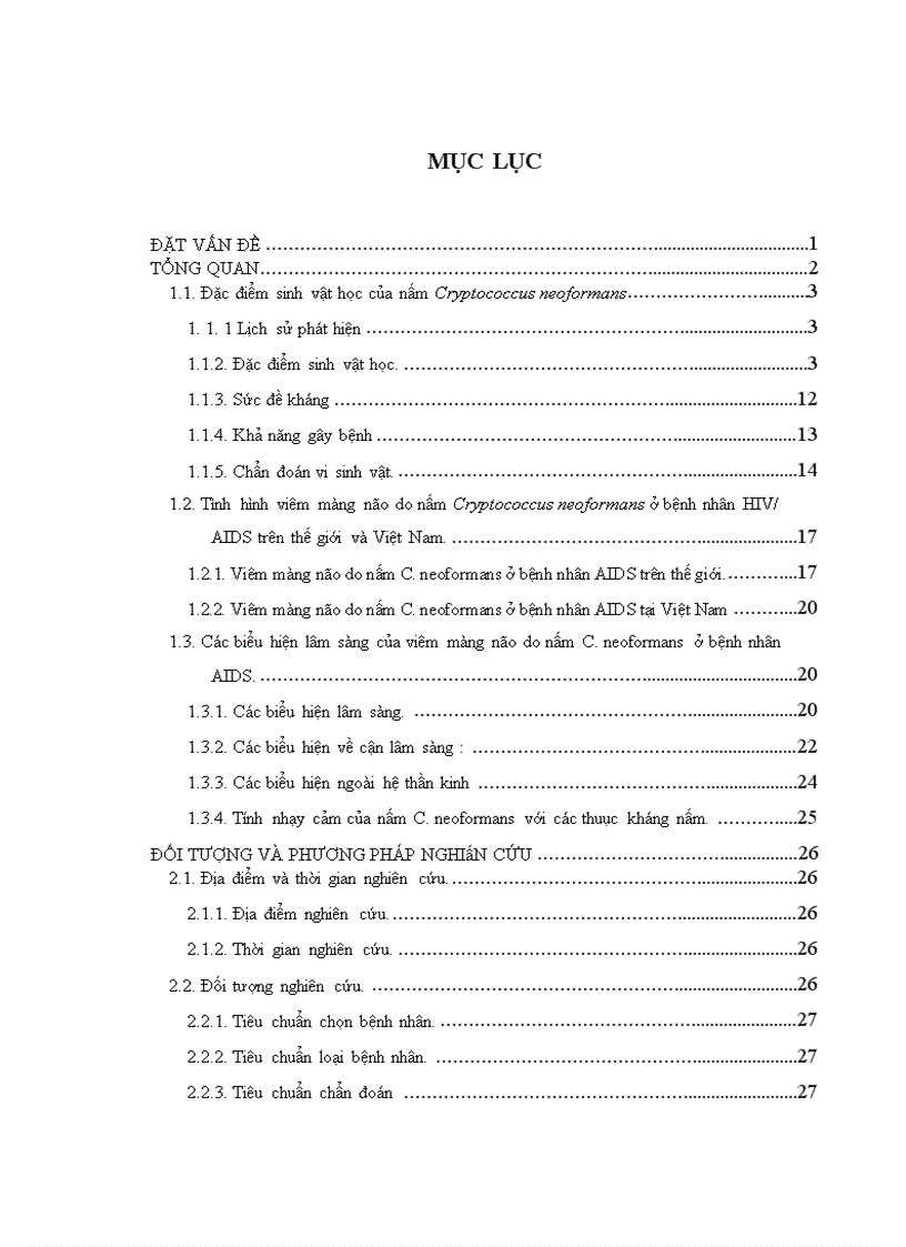 image for page Nghiên cứu đặc điểm lâm sàng cận lâm sàng của viêm màng não do nấm Cryptococcus neoformans ở bệnh nhân HIV AIDS 1