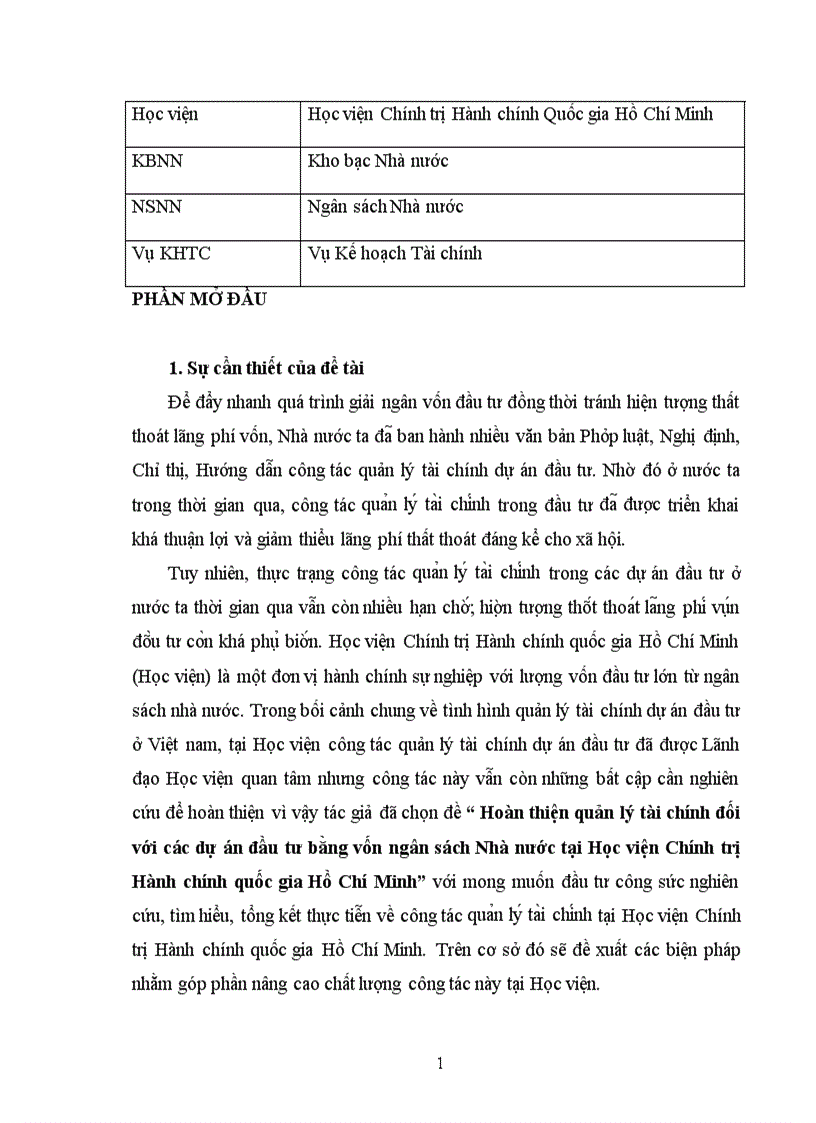 image for page Hoàn thiện quản lý tài chính đối với các dự án đầu tư bằng vốn ngân sách Nhà nước tại Học viện Chính trị Hành chính quốc gia Hồ Chí Minh