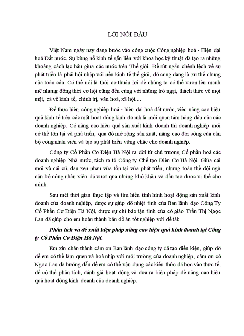 image for page Phân tích và đề xuất biện pháp nâng cao hiệu quả kinh doanh tại Công ty Cổ Phần Cơ Điện Hà Nội 1