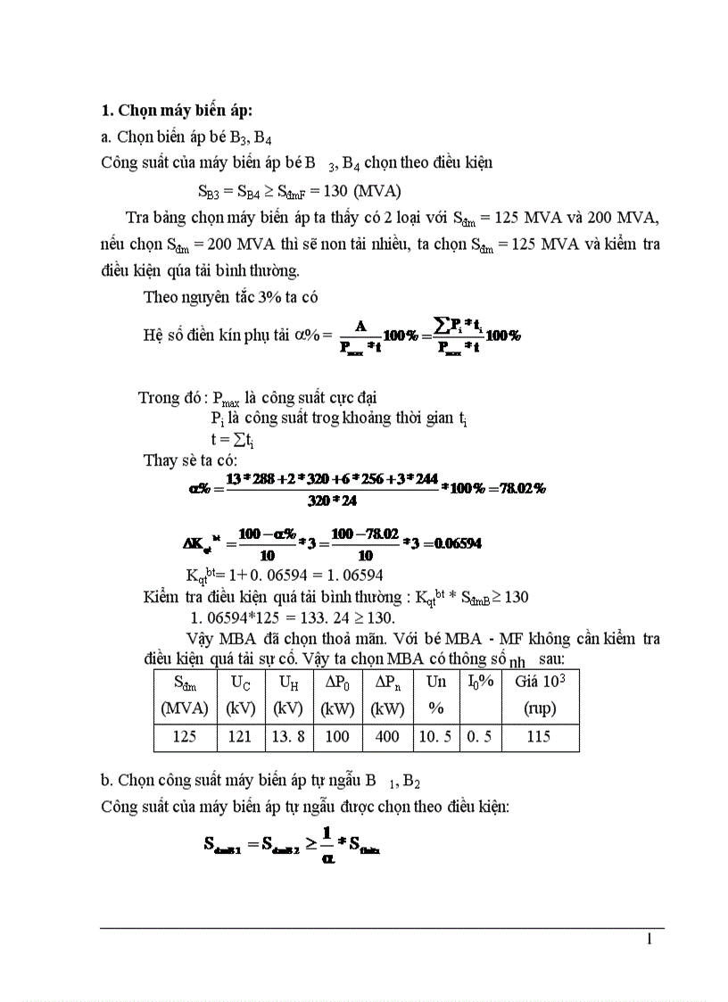 image for page Chọn sơ đồ nối điện chính của nhà máy điện 1