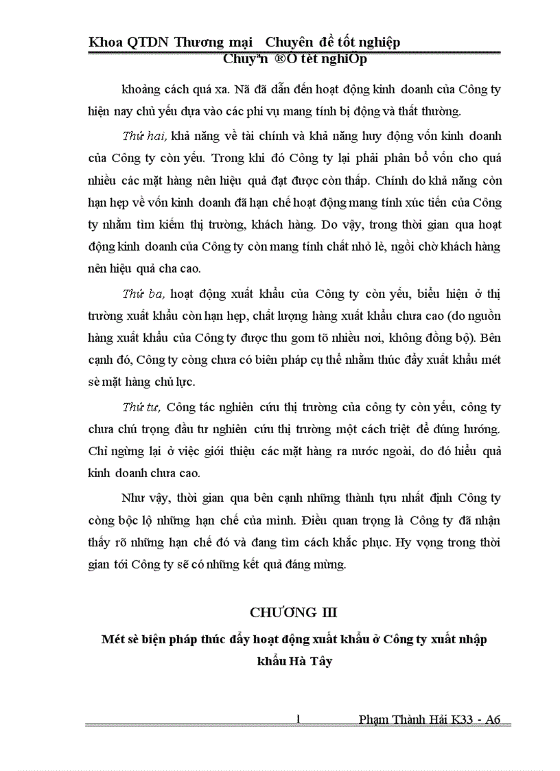 image for page Một số Biện pháp thúc đẩy hoạt động xuất khẩu ở Công ty xuất nhập khẩu Hà Tây