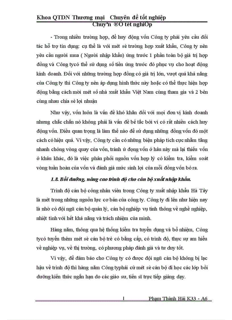 image for page Một số Biện pháp thúc đẩy hoạt động xuất khẩu ở Công ty xuất nhập khẩu Hà Tây