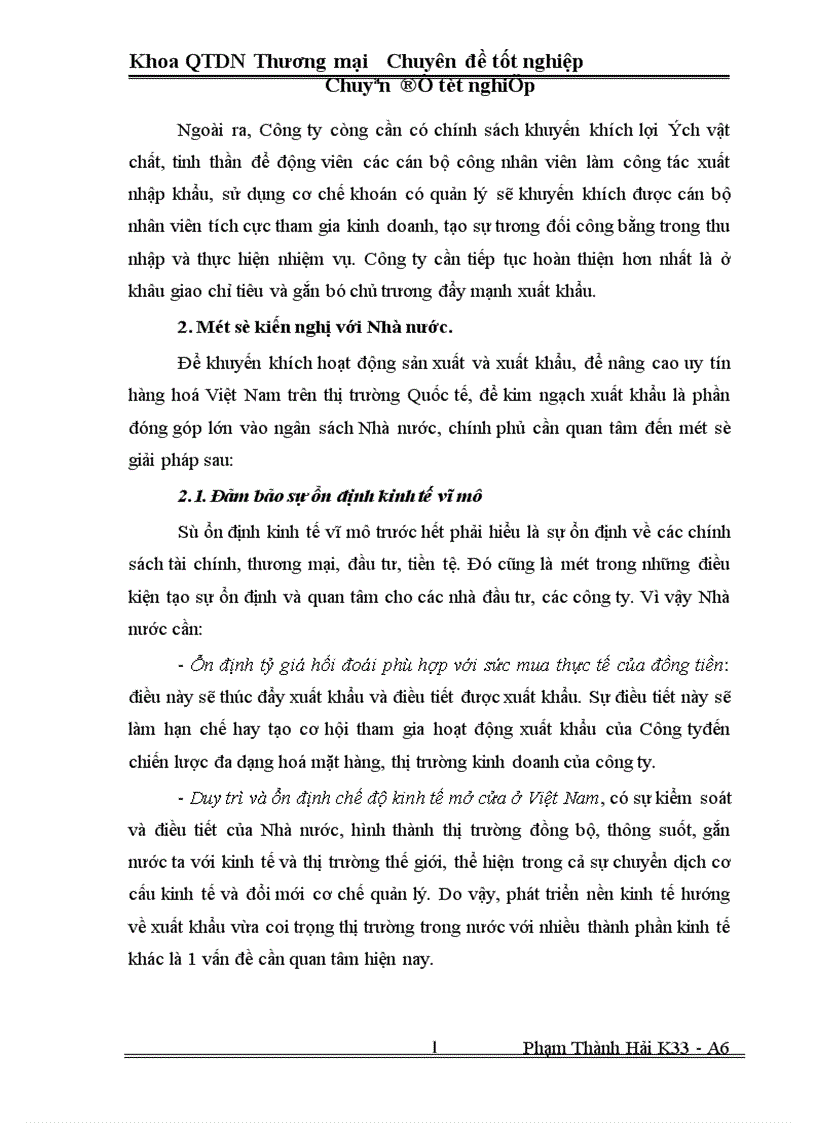 image for page Một số Biện pháp thúc đẩy hoạt động xuất khẩu ở Công ty xuất nhập khẩu Hà Tây