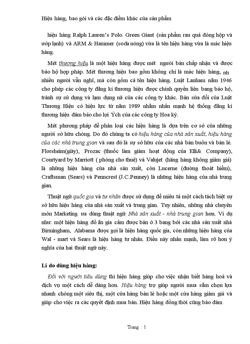 image for page Hiệu hàng bao gói và các đặc điểm khác của sản phẩm 1