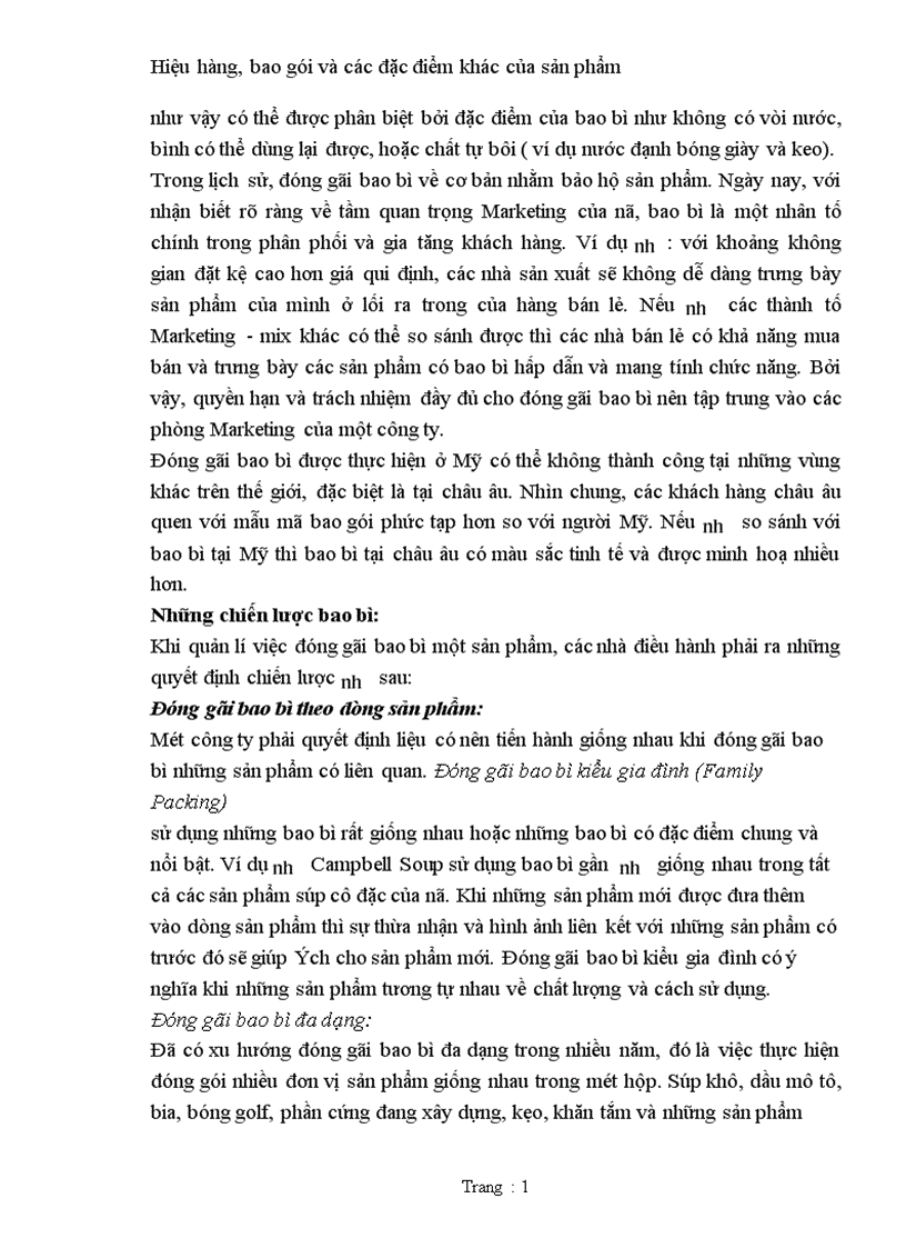 image for page Hiệu hàng bao gói và các đặc điểm khác của sản phẩm 1