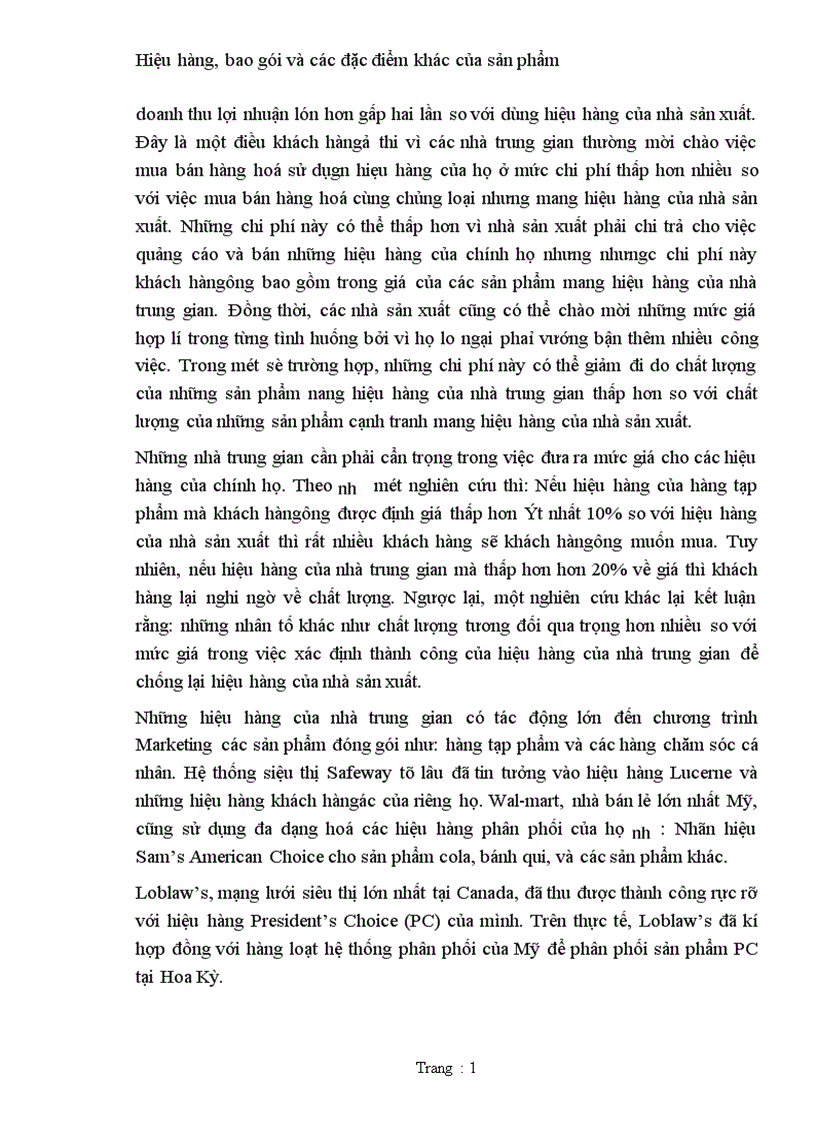 image for page Hiệu hàng bao gói và các đặc điểm khác của sản phẩm 1